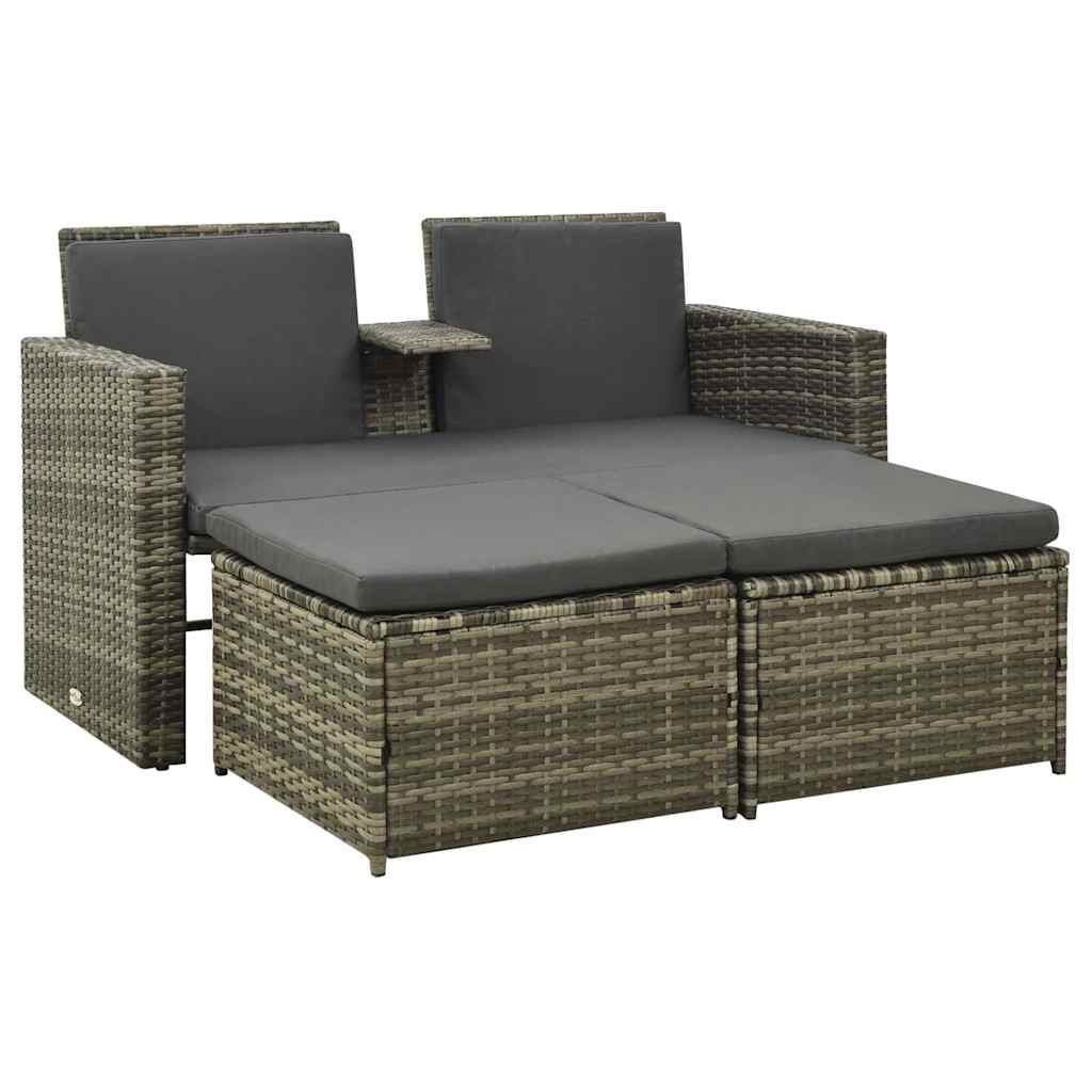 Vidaxl 3-delige loungeset met kussens poly rattan grijs
