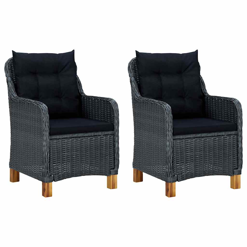 Vidaxl tuinstoelen 2 st met kussens poly rattan donkergrijs