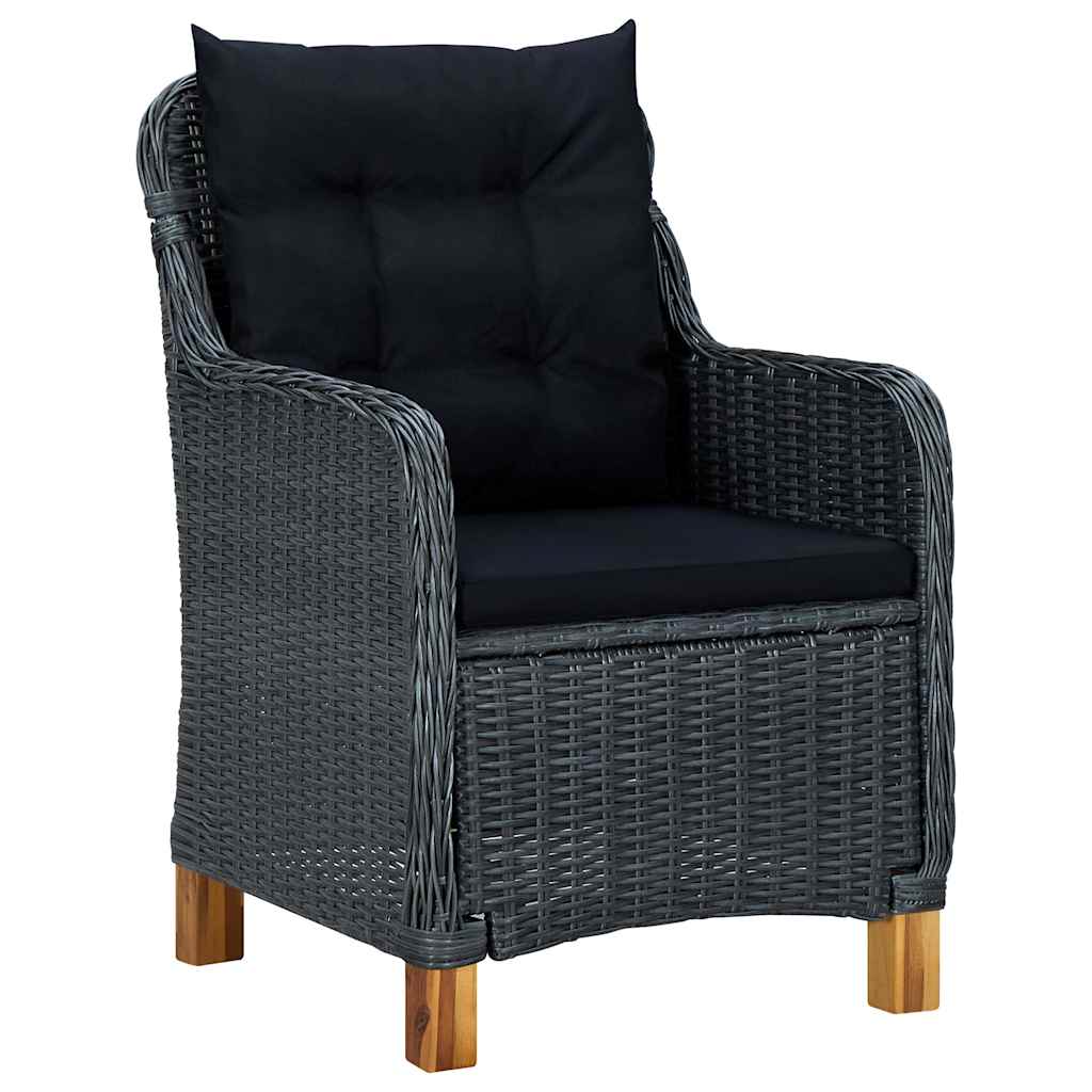 Vidaxl tuinstoelen 2 st met kussens poly rattan donkergrijs