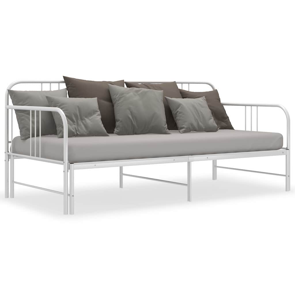 Vidaxl slaapbank uittrekbaar metaal wit 90x200 cm