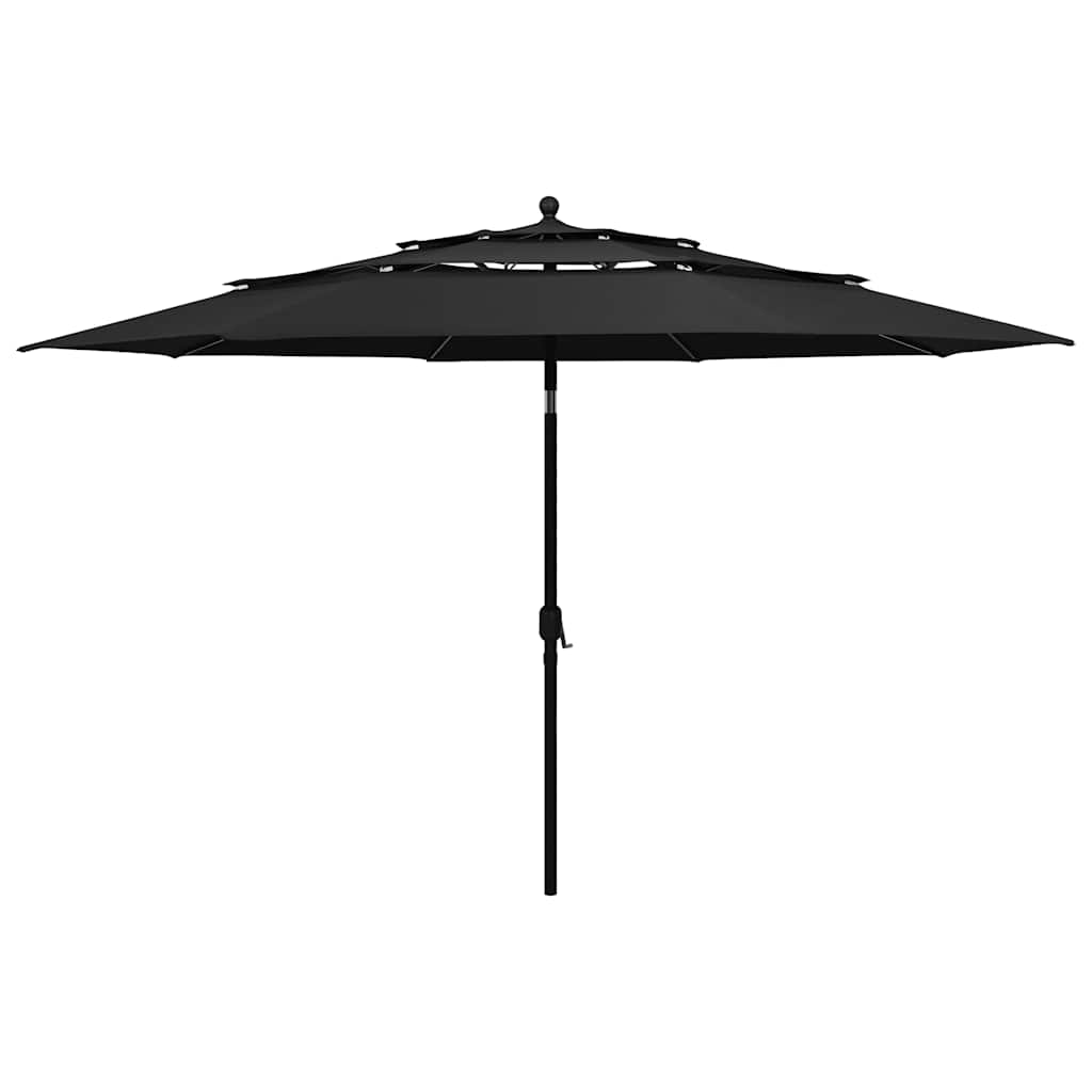 Vidaxl parasol 3-laags met aluminium paal 3,5 m zwart