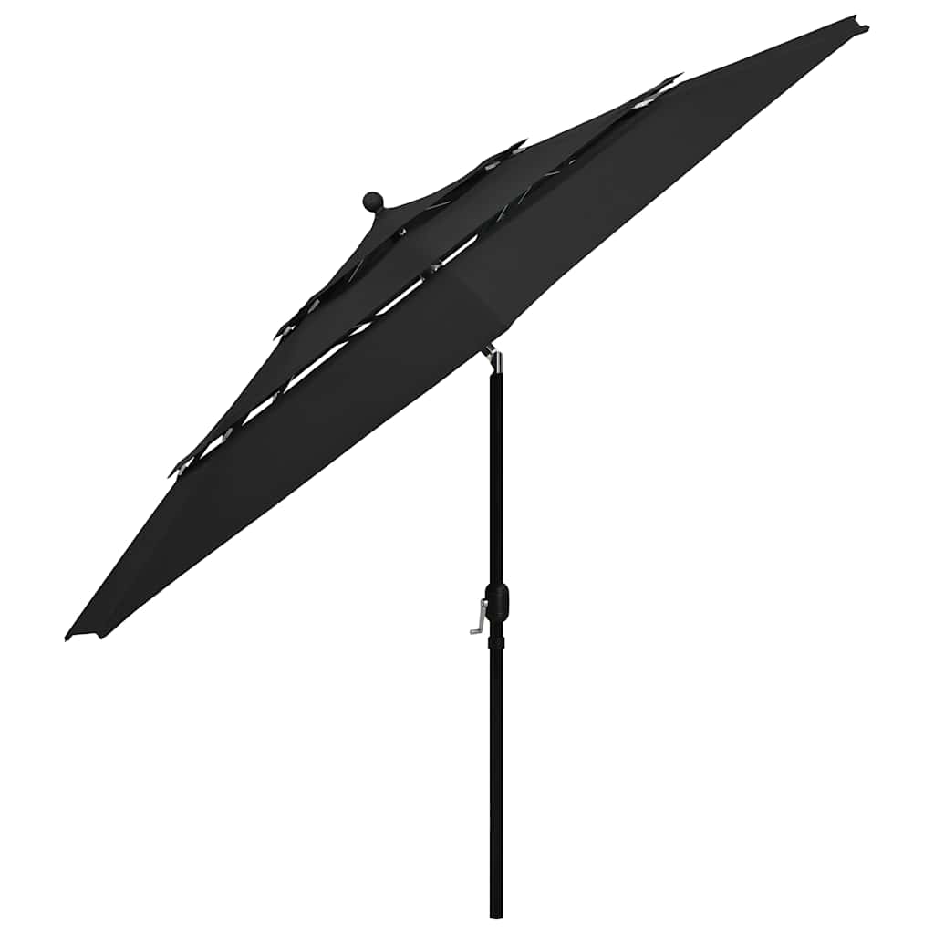 Vidaxl parasol 3-laags met aluminium paal 3,5 m zwart