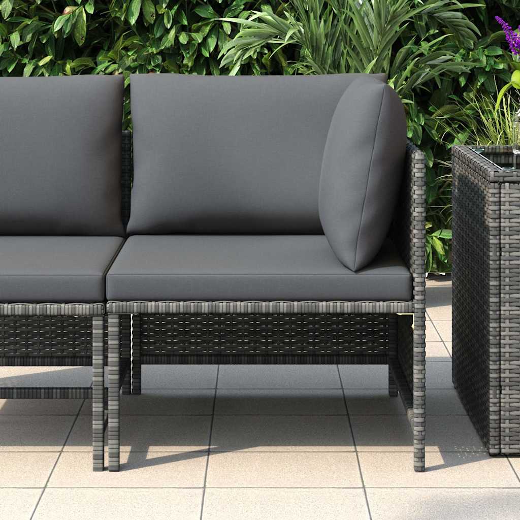 Vidaxl hoekbank sectioneel met kussens poly rattan grijs