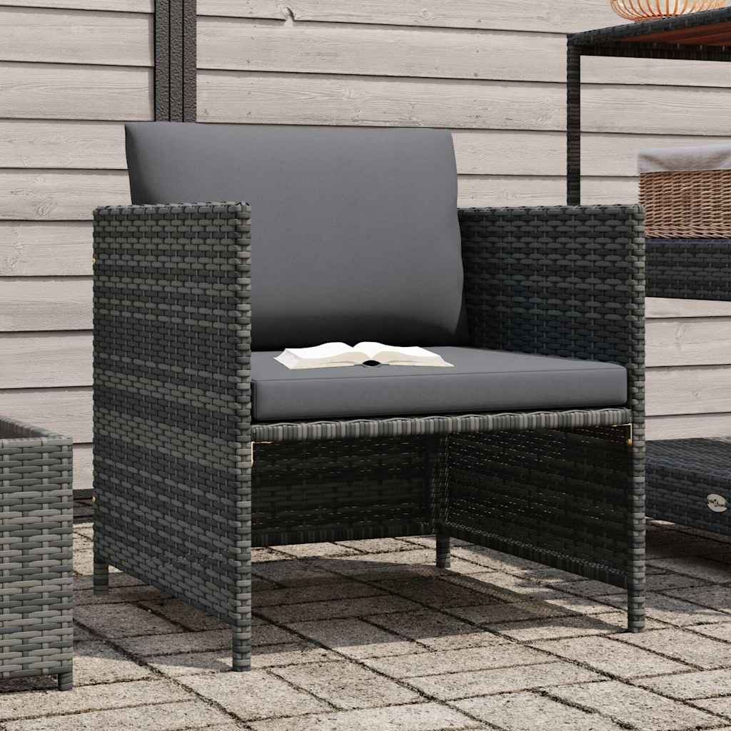 Vidaxl tuinbank met kussens poly rattan grijs