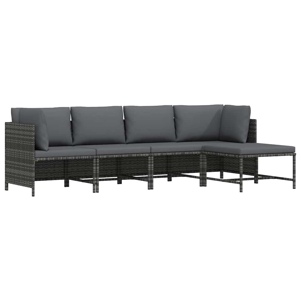 Vidaxl 4-delige loungeset met kussens poly rattan grijs