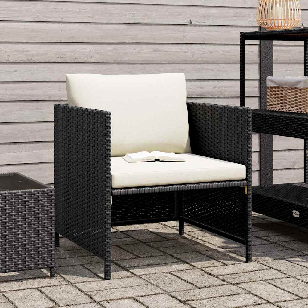 Vidaxl tuinbank met kussens poly rattan zwart
