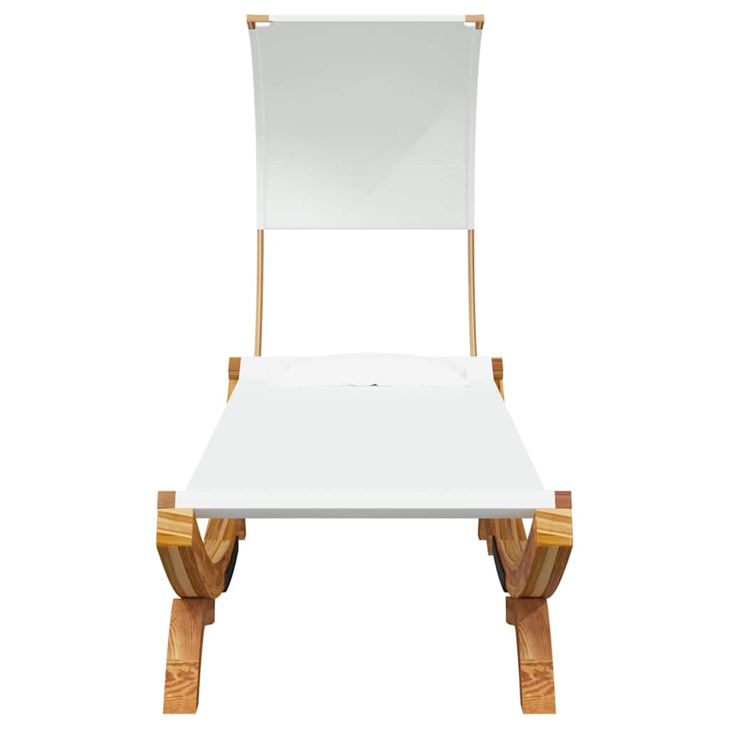 Vidaxl loungebed met luifel 100x200x126 cm massief gebogen hout crème