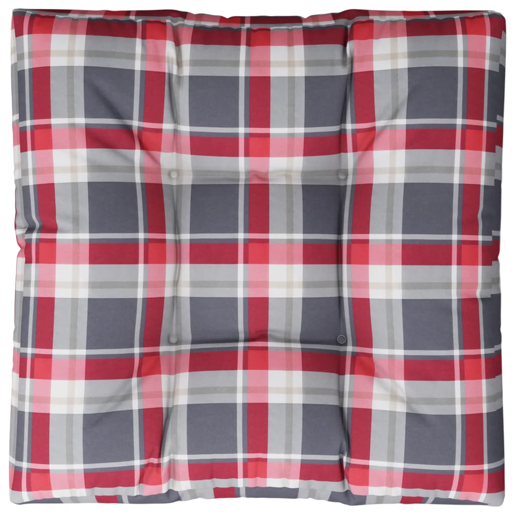 VidaXL Palletkussen 70x70x12 cm stof ruitpatroon rood