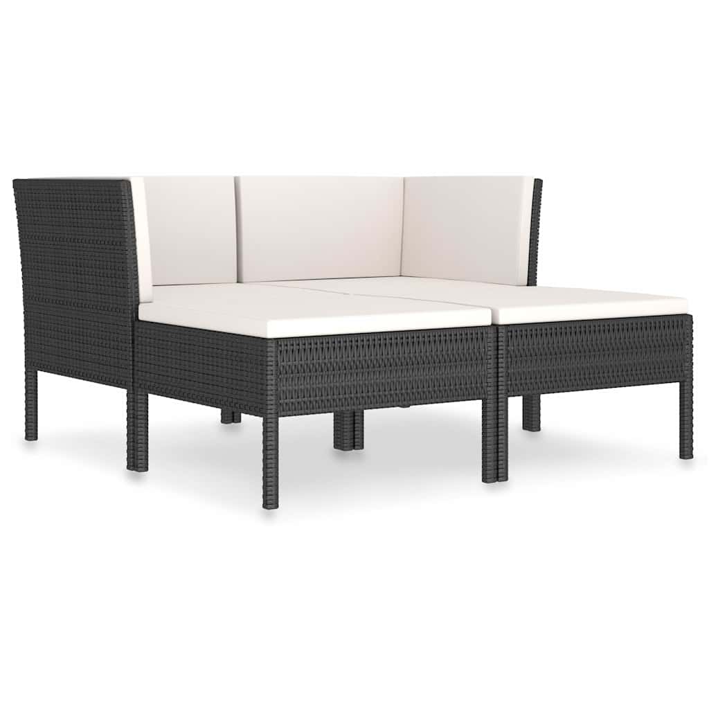 Vidaxl 4-delige loungeset met kussens poly rattan zwart