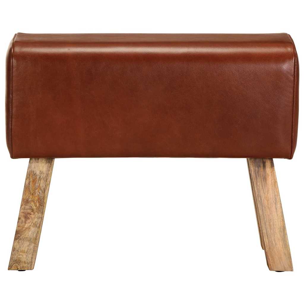 Vidaxl bankje turnbok 58 cm echt leer en massief mangohout bruin