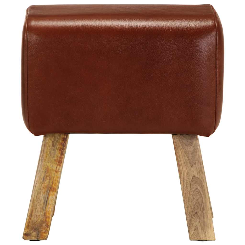 Vidaxl bankje turnbok 38 cm echt leer en massief mangohout bruin