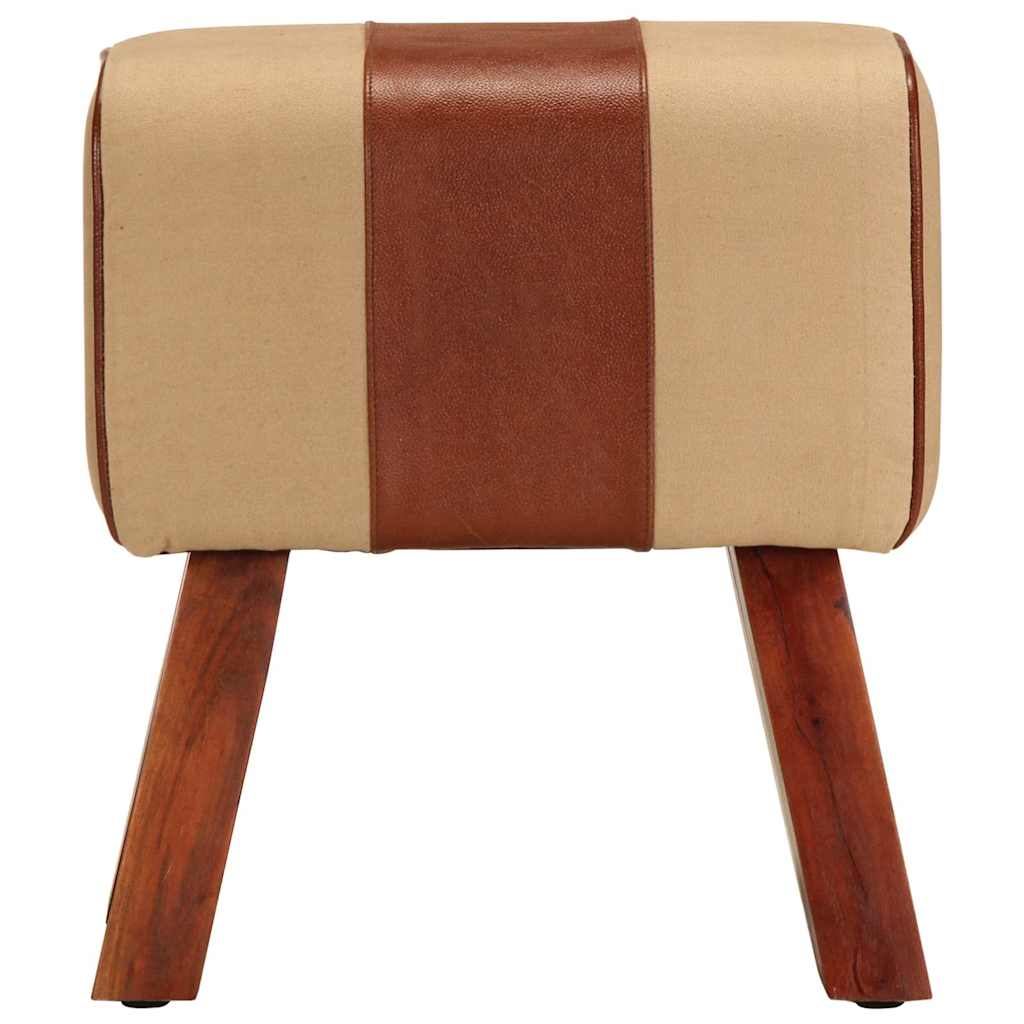 Vidaxl bankje turnbok 38 cm echt leer en massief mangohout bruin