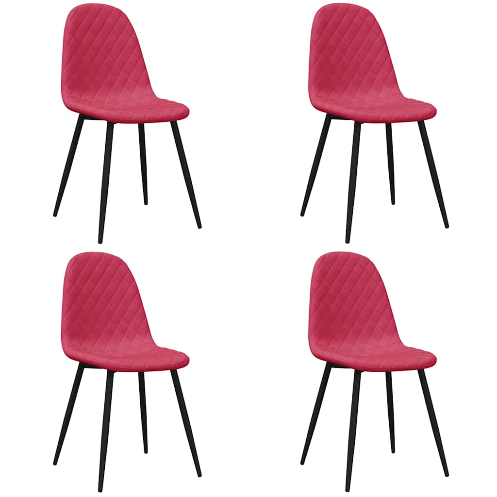 Vidaxl eetkamerstoelen 4 st fluweel wijnrood