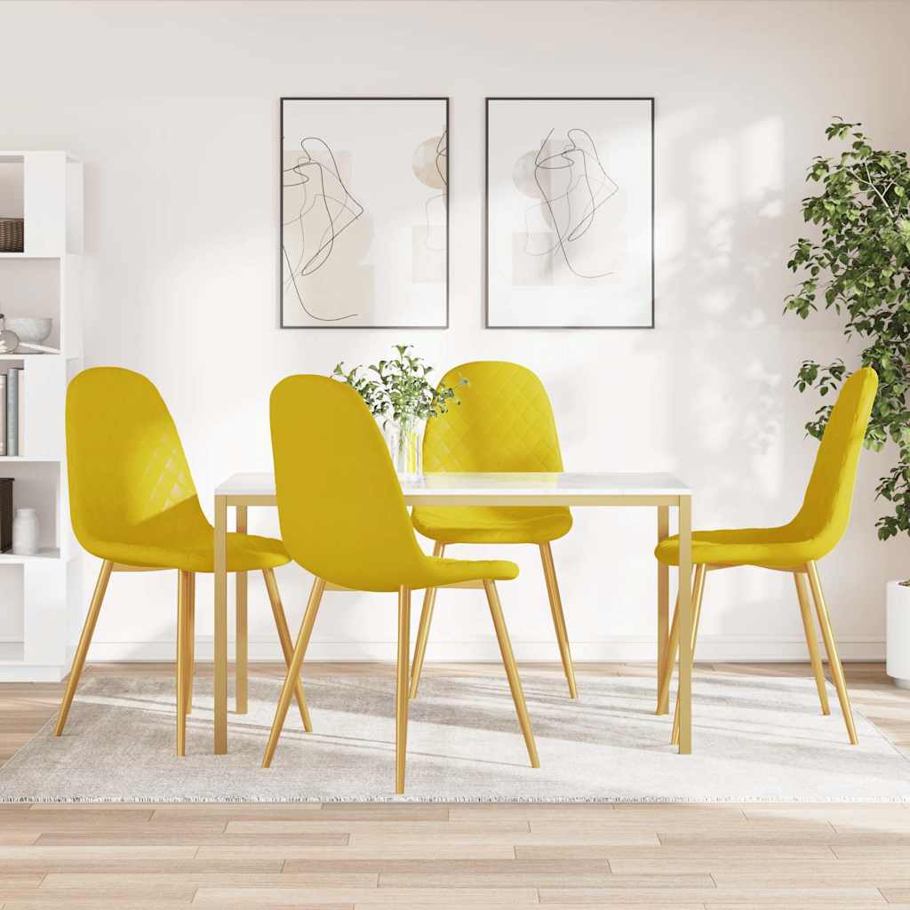 Vidaxl eetkamerstoelen 4 st fluweel mosterdgeel
