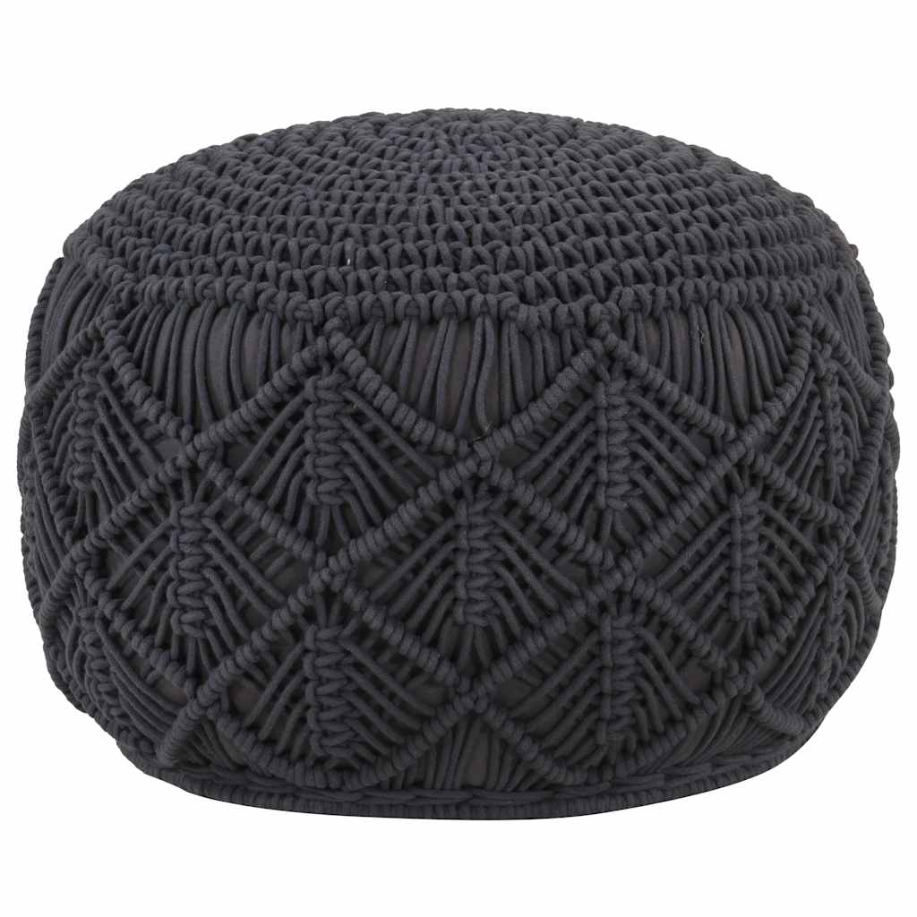 Vidaxl poef macramé handgemaakt 45x30 cm katoen antraciet