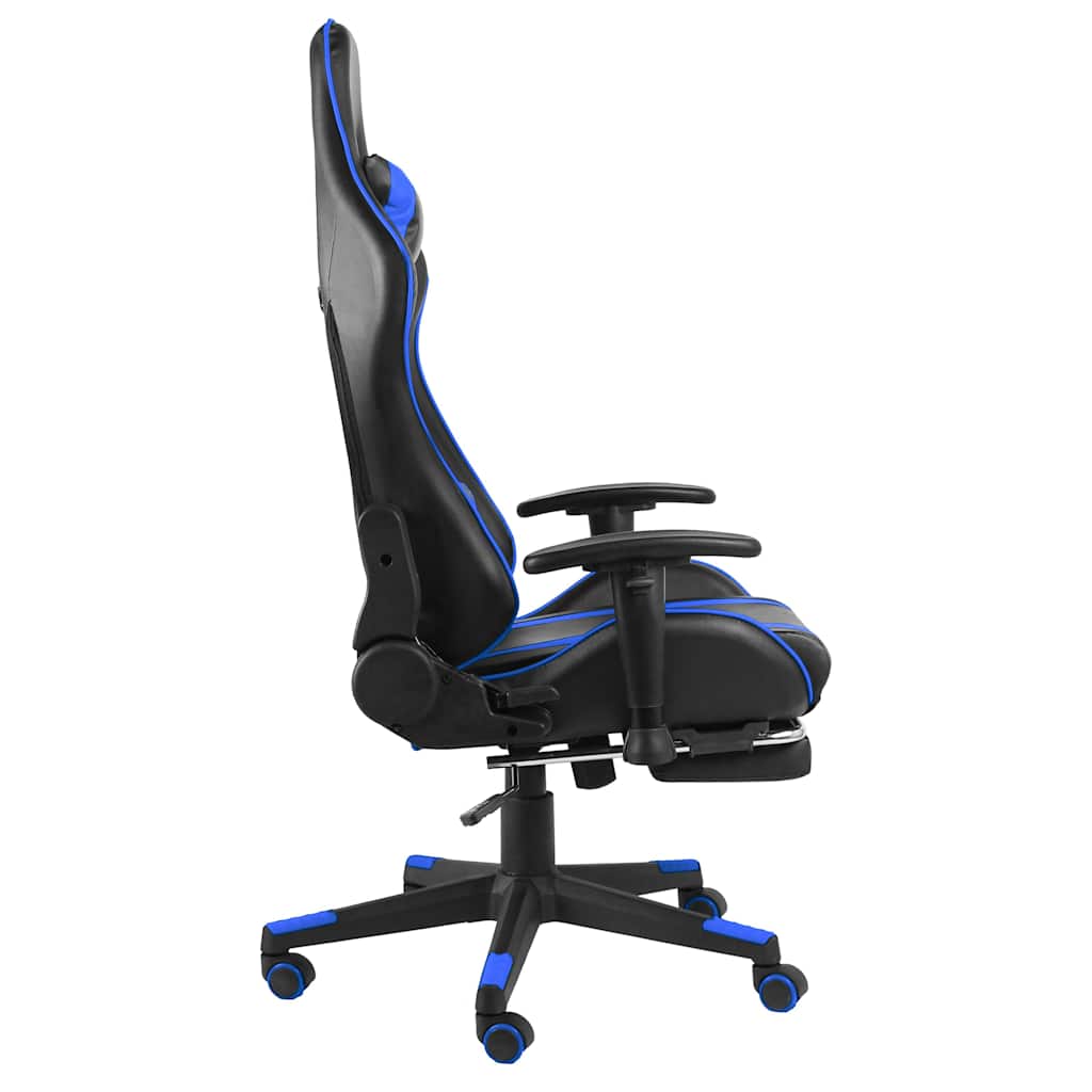 Vidaxl gamestoel draaibaar met voetensteun pvc blauw