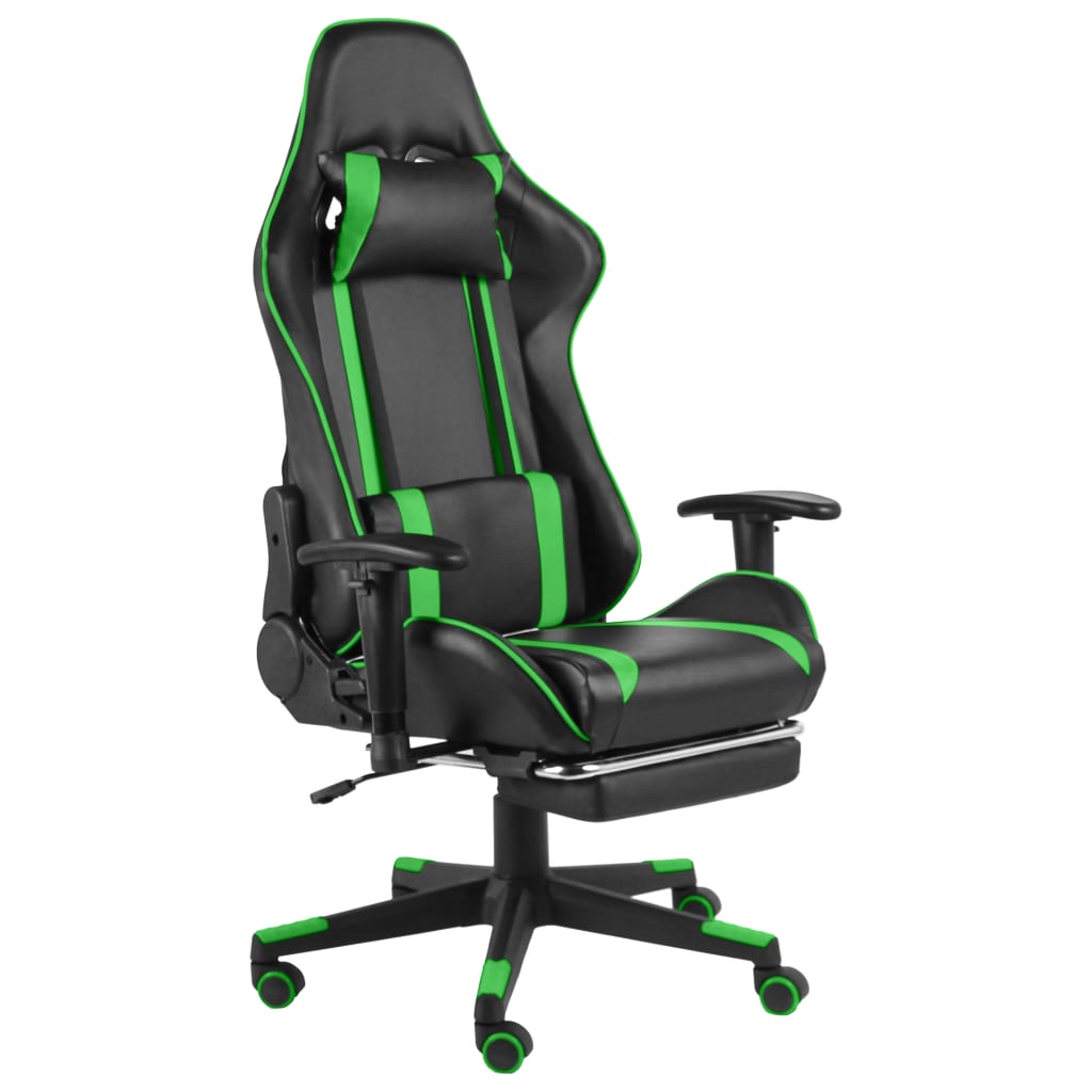 Vidaxl gamestoel draaibaar met voetensteun pvc groen