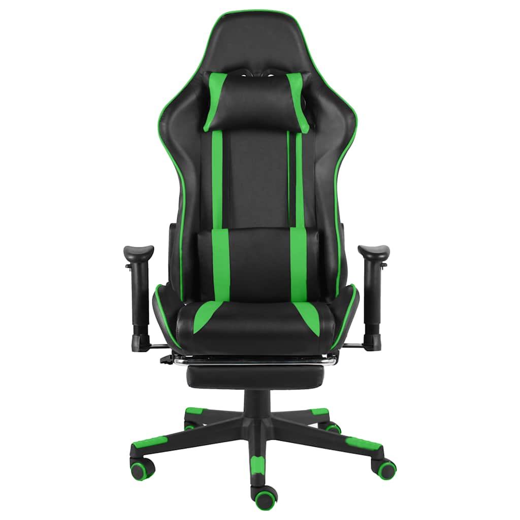 Vidaxl gamestoel draaibaar met voetensteun pvc groen