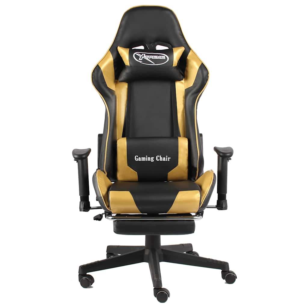Vidaxl gamestoel draaibaar met voetensteun pvc goudkleurig