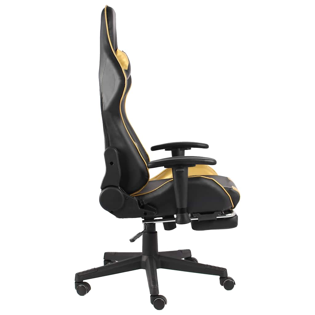 Vidaxl gamestoel draaibaar met voetensteun pvc goudkleurig