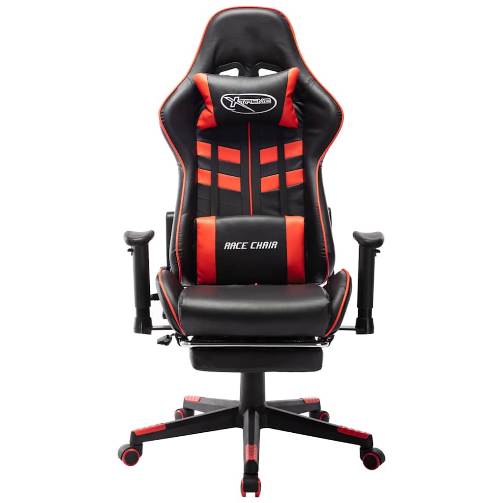 Vidaxl gamestoel met voetensteun kunstleer zwart en rood