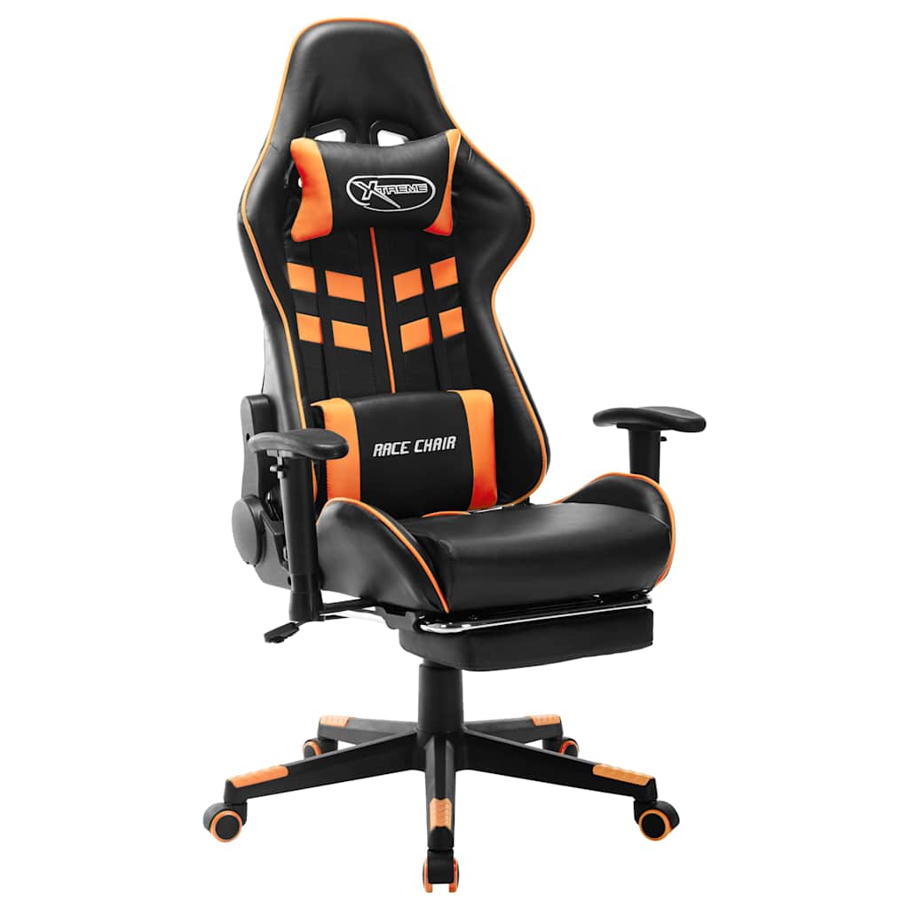 Vidaxl gamestoel met voetensteun kunstleer zwart en oranje