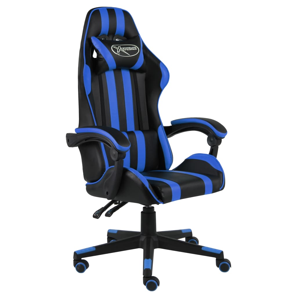 Vidaxl racestoel kunstleer zwart en blauw