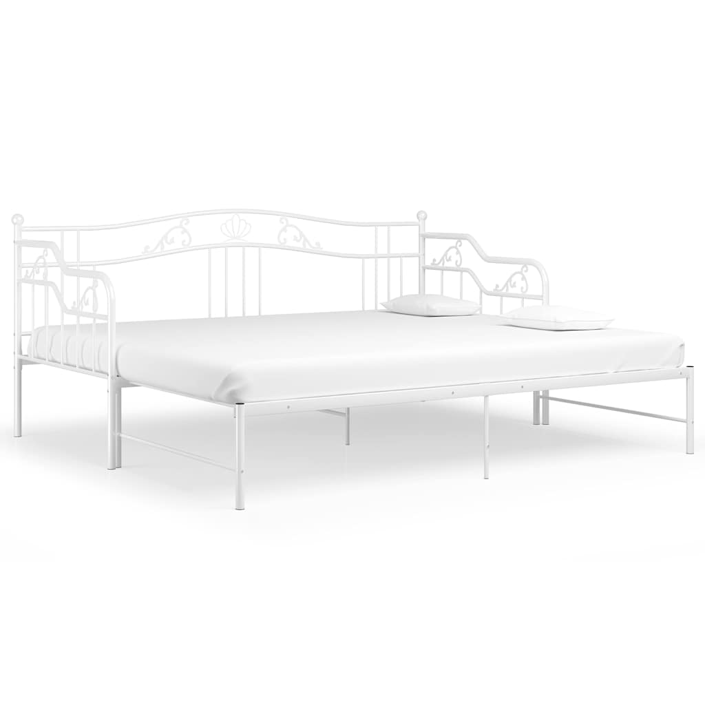 Vidaxl slaapbank uittrekbaar metaal wit 90x200 cm