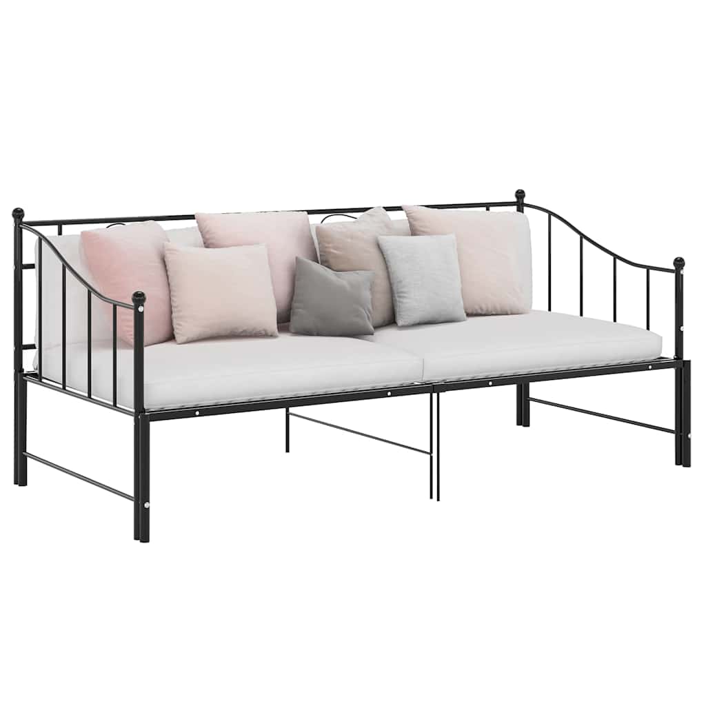 Vidaxl slaapbankframe uittrekbaar metaal zwart 90x200 cm