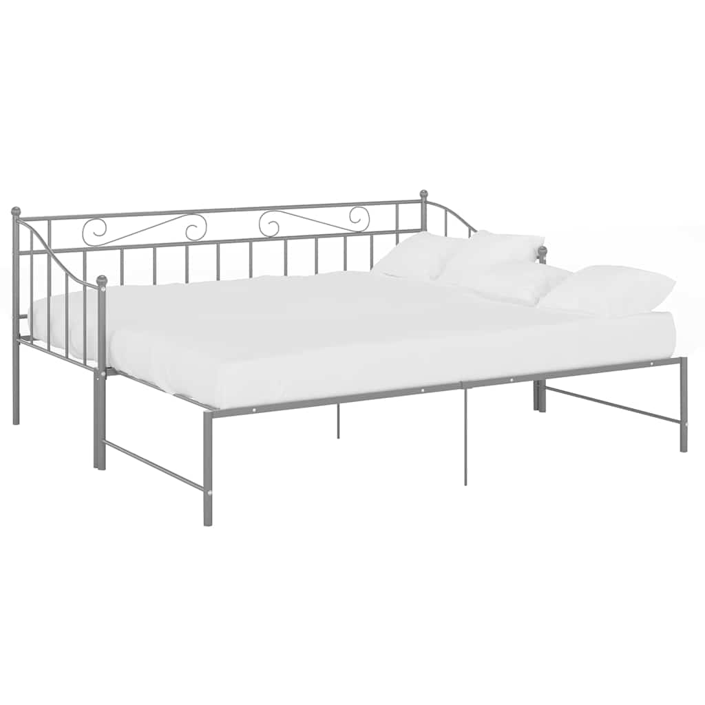 Vidaxl slaapbank uittrekbaar metaal grijs 90x200 cm