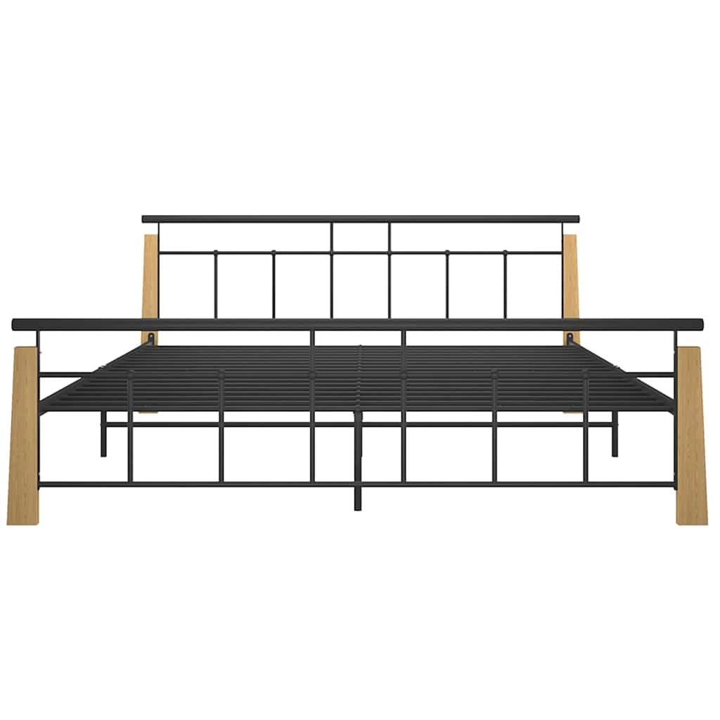 Vidaxl bedframe metaal en massief eikenhout 180x200 cm