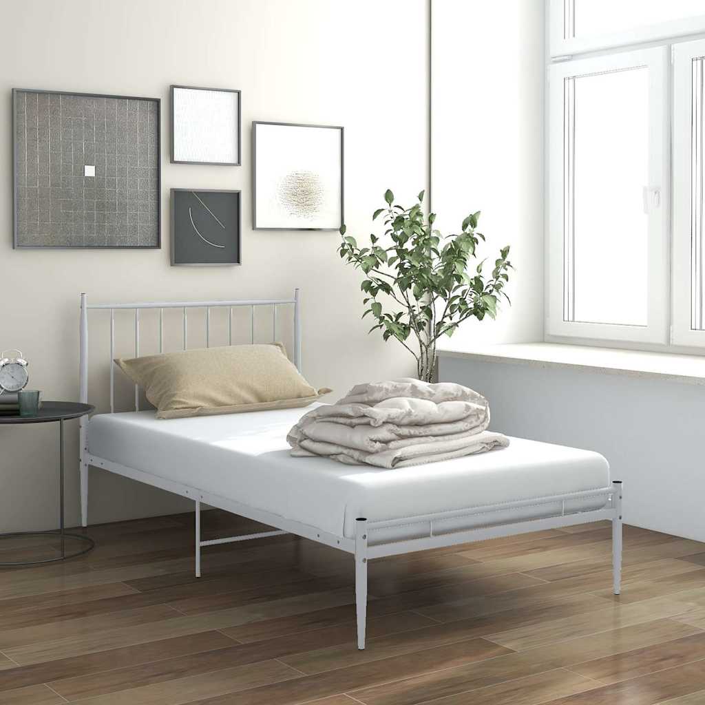 Vidaxl bedframe metaal wit 90x200 cm