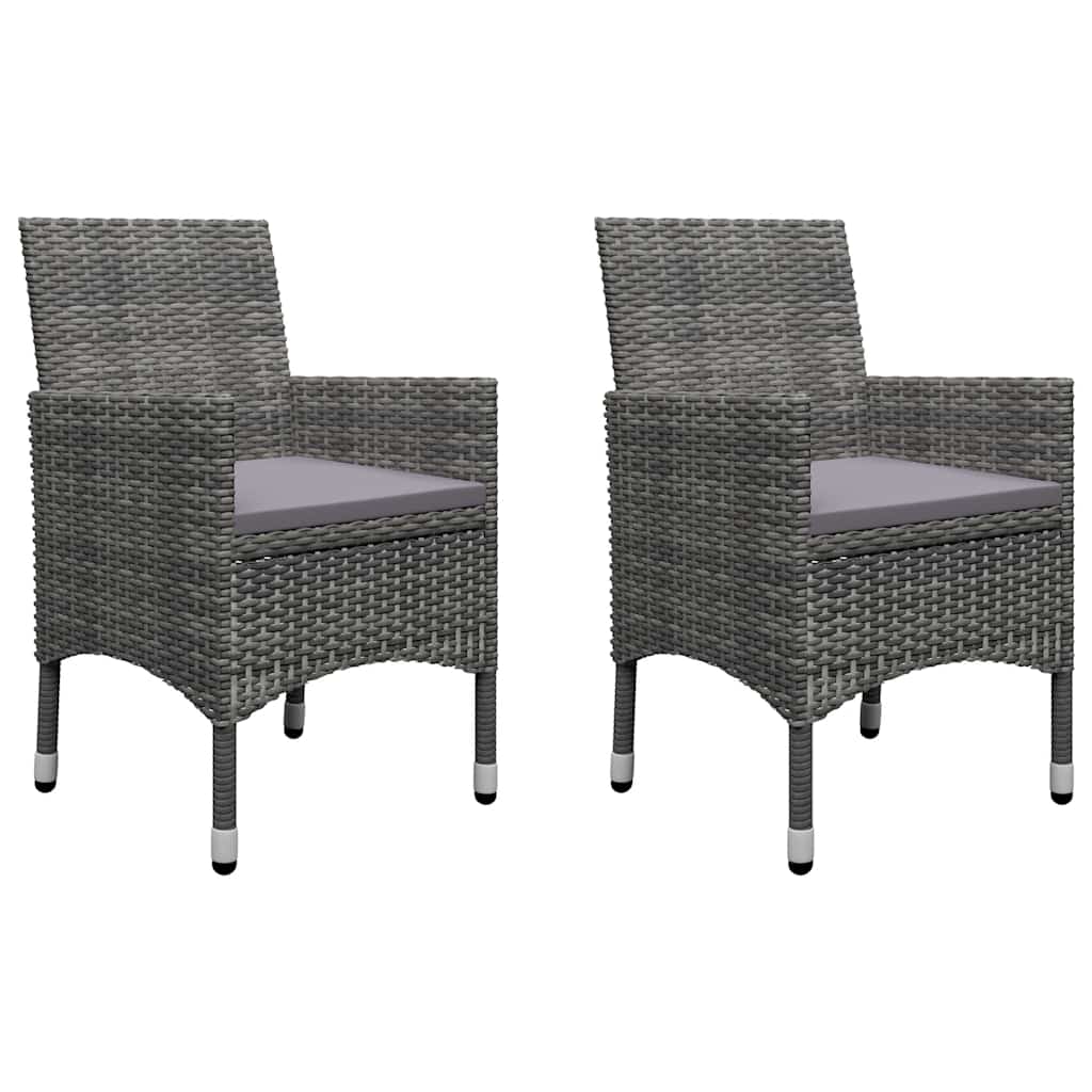 Vidaxl 3-delige bistroset poly rattan en acaciahout grijs