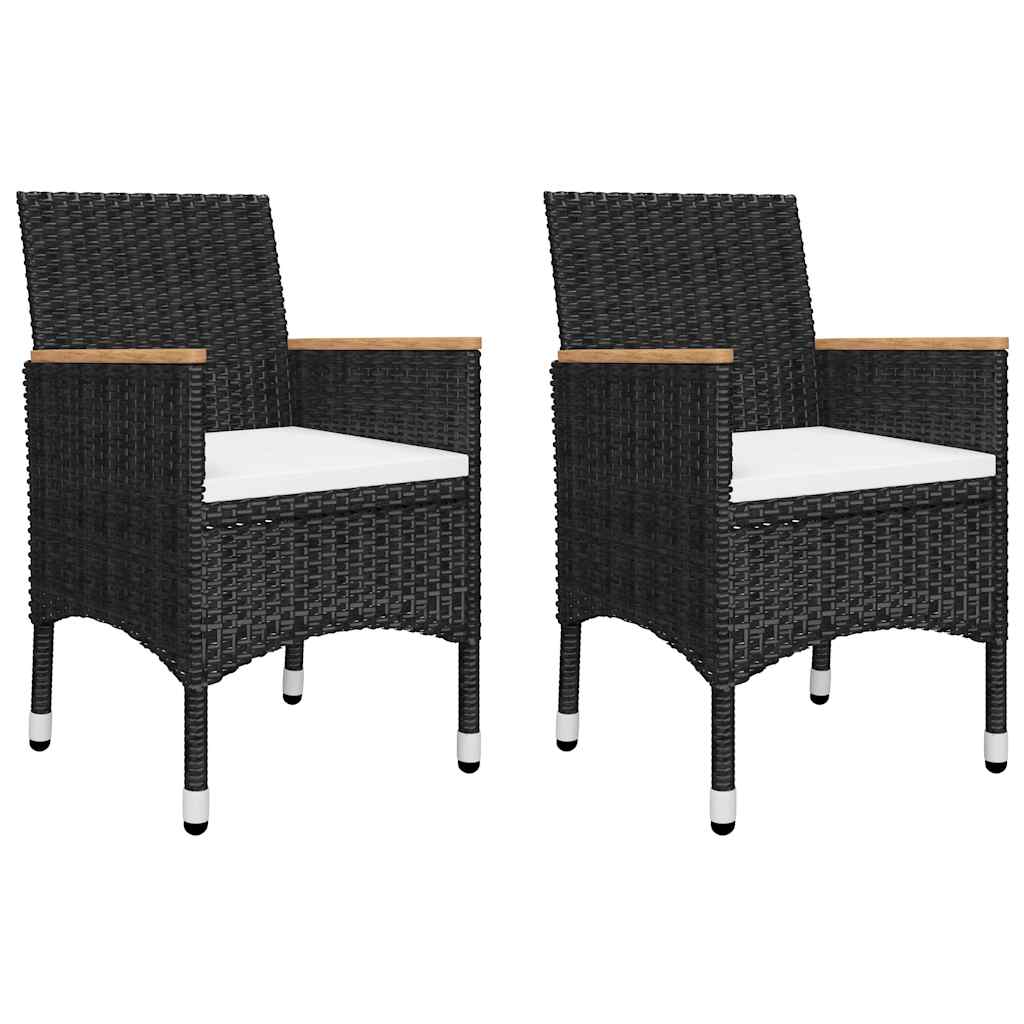 Vidaxl 3-delige bistroset poly rattan en gehard glas zwart