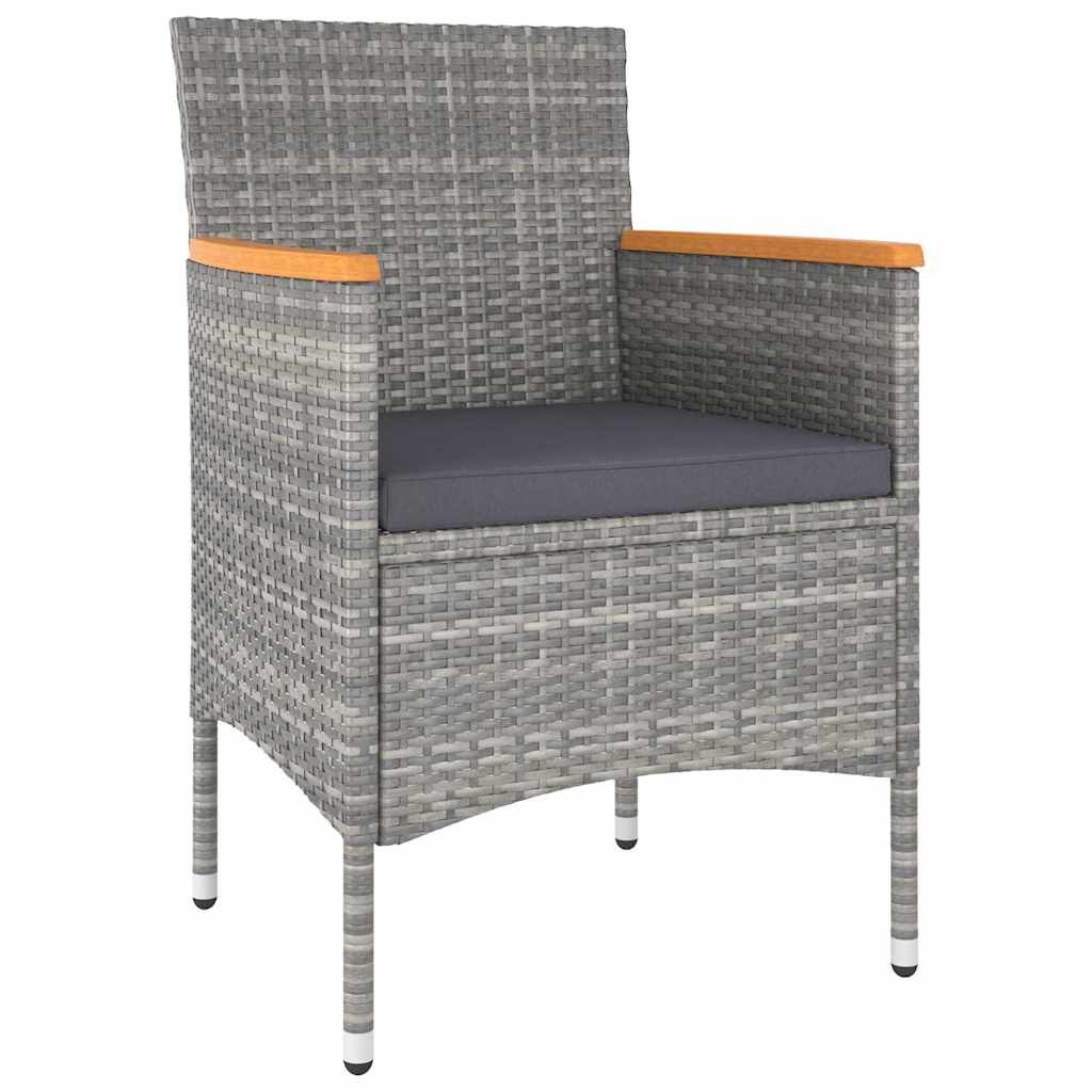 Vidaxl 5-delige bistroset poly rattan en massief acaciahout grijs