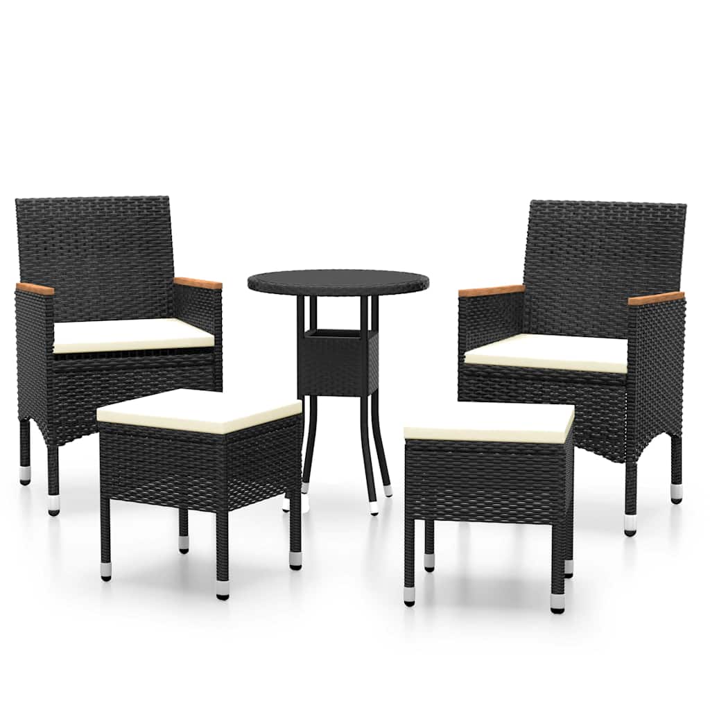 Vidaxl 5-delige loungeset poly rattan zwart
