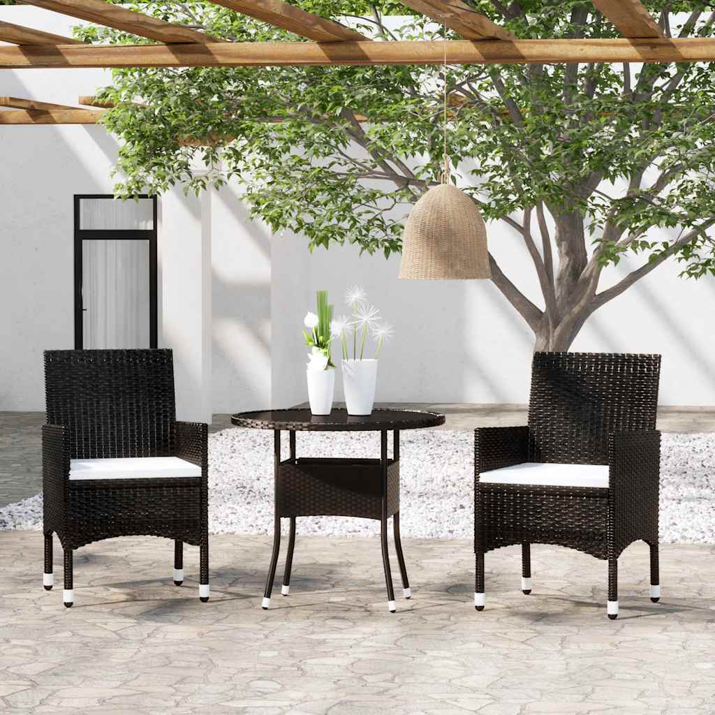 Vidaxl 3-delige tuinset poly rattan zwart