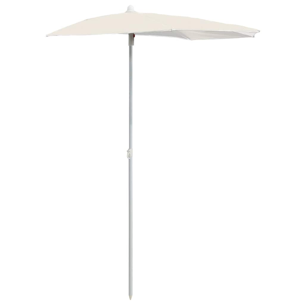 Vidaxl parasol half met paal 180x90 cm zandkleurig