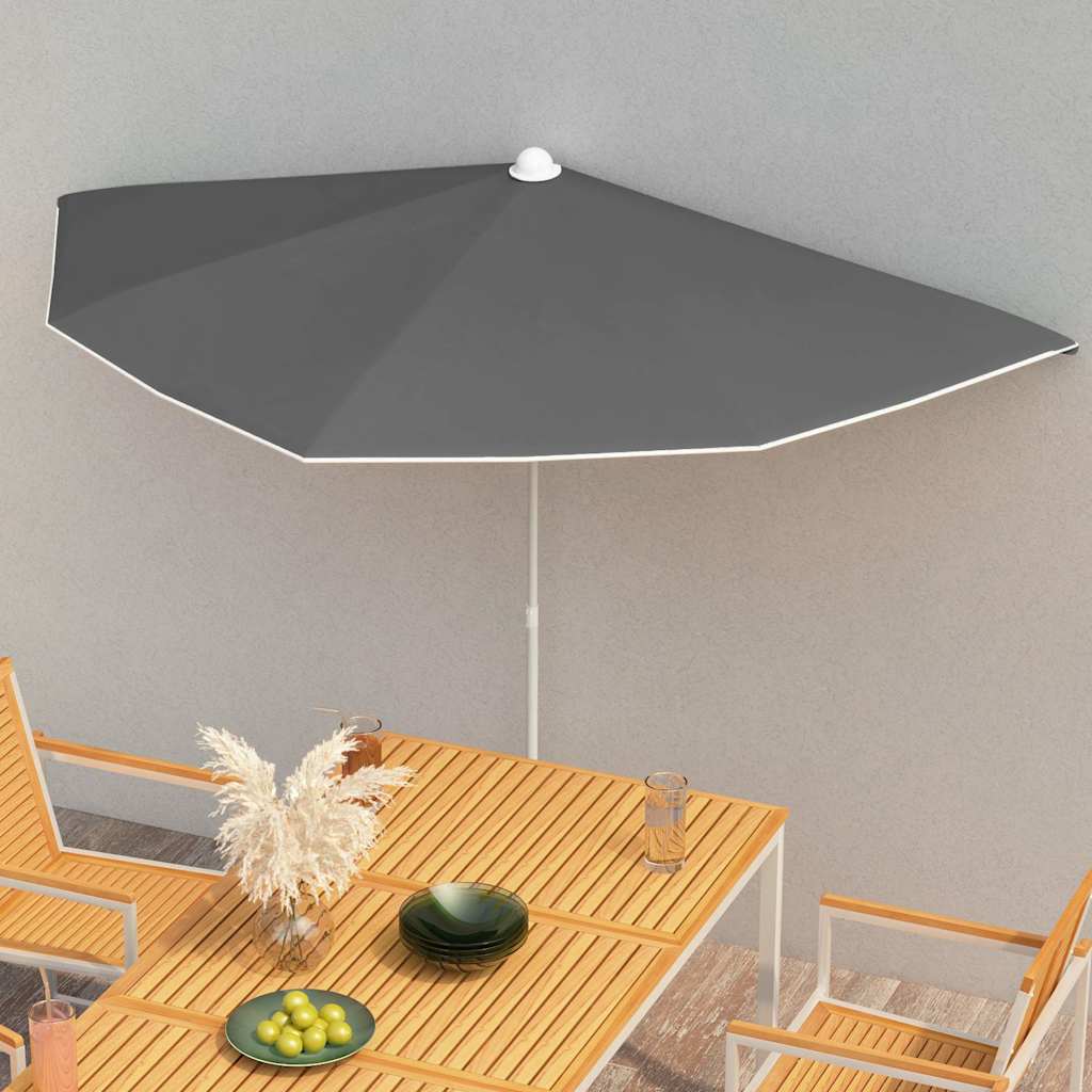 Vidaxl parasol half met paal 180x90 cm antracietkleurig