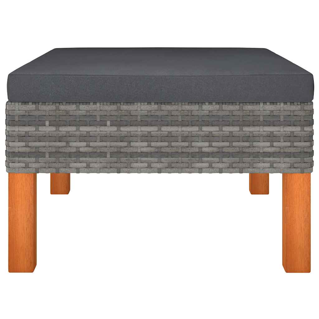 Vidaxl voetenbank poly rattan en massief eucalyptushout