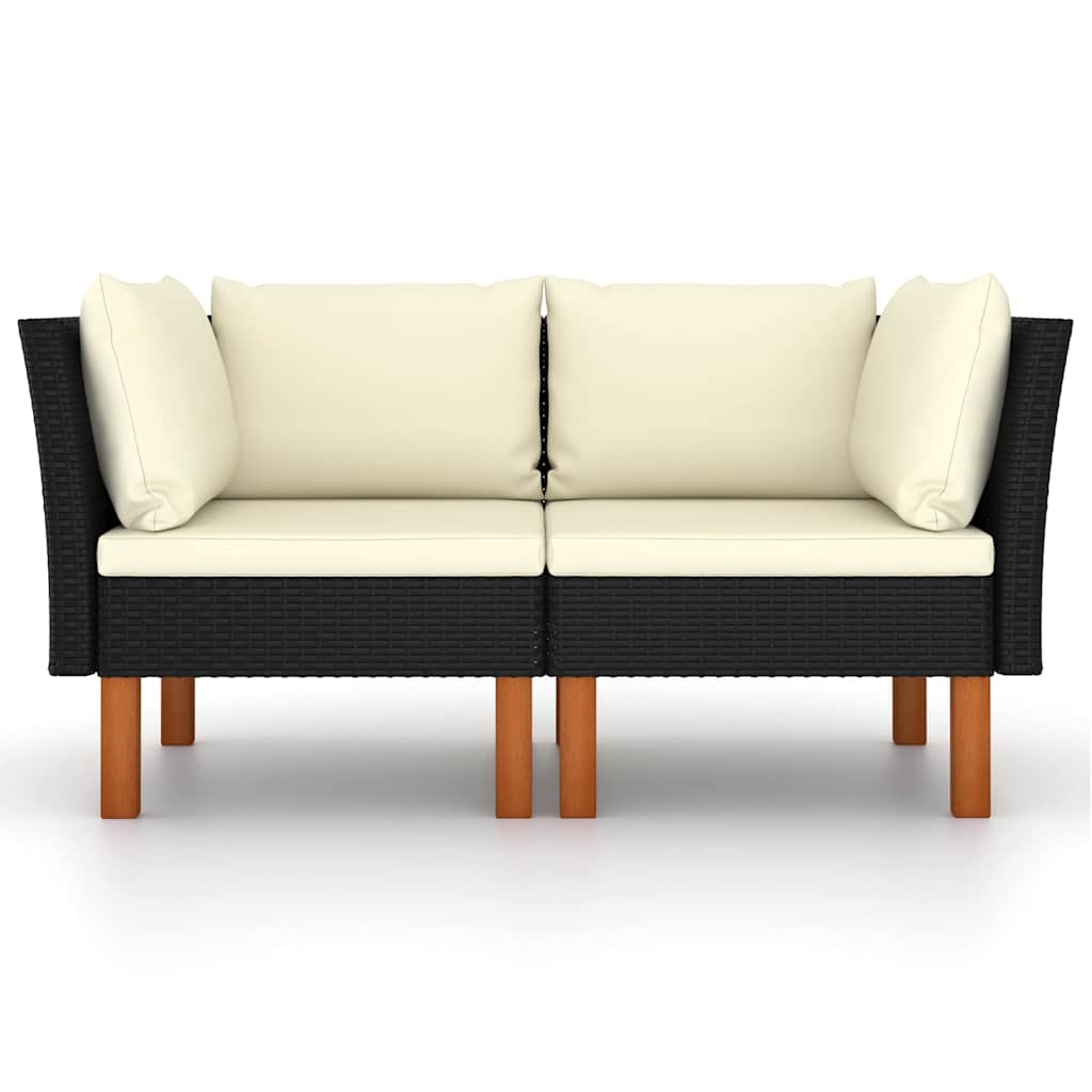 Vidaxl hoekbanken 2 st poly rattan en massief eucalyptushout
