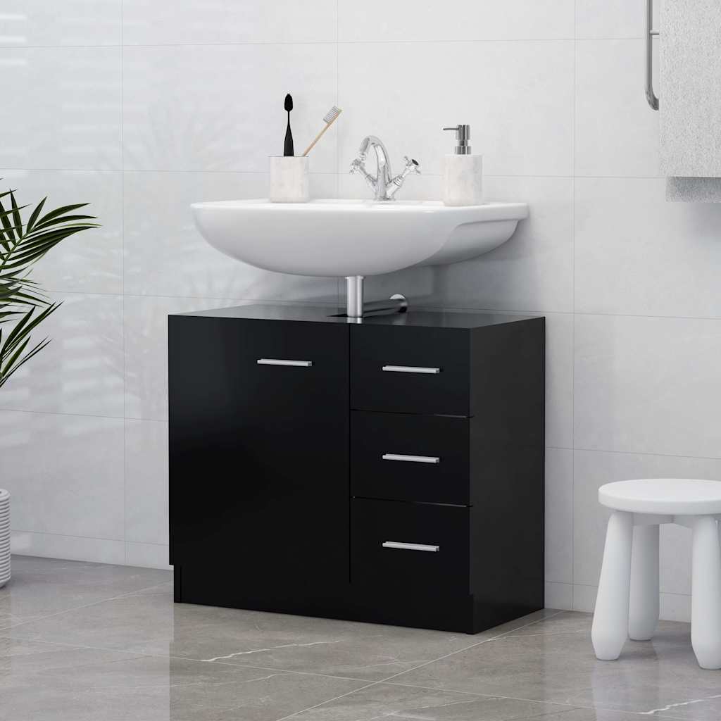 Vidaxl wastafelkast 63x30x54 cm bewerkt hout zwart