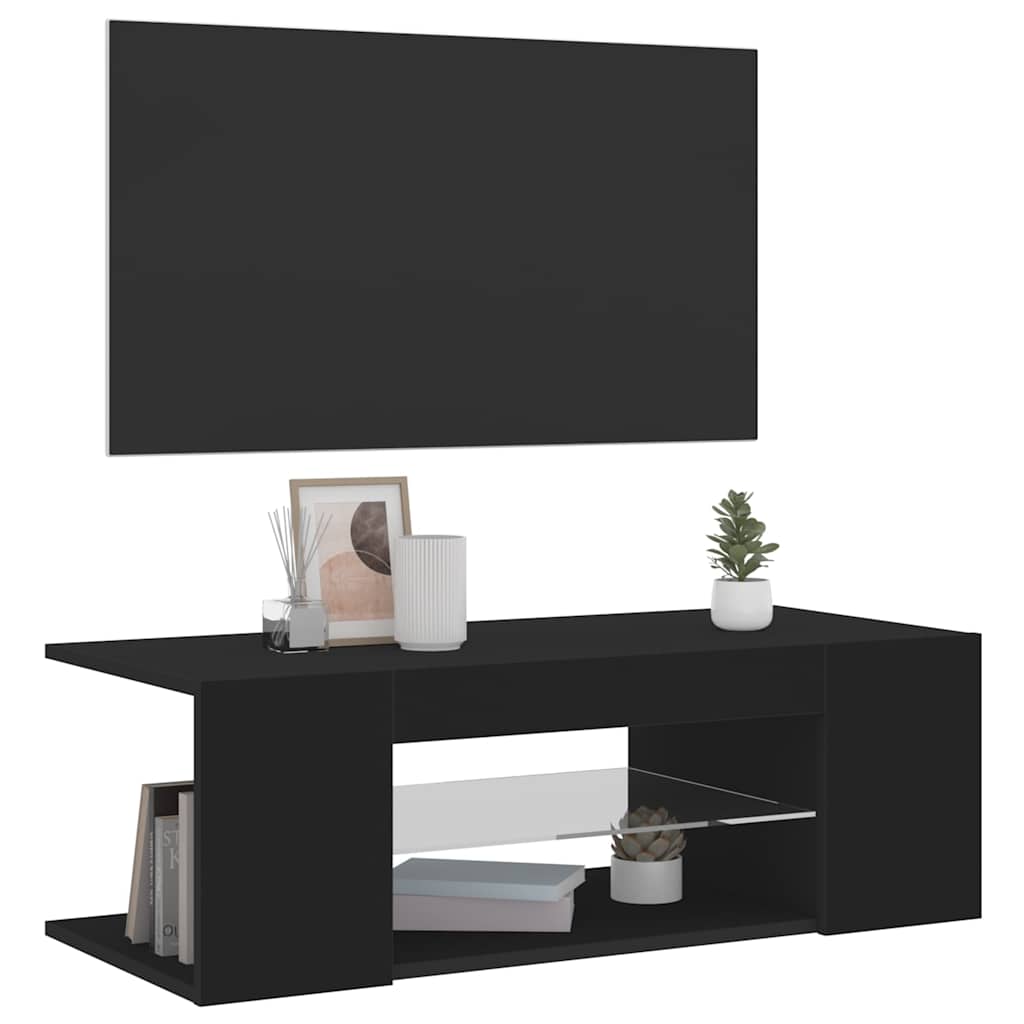 Vidaxl tv-meubel met led-verlichting 90x39x30 cm zwart