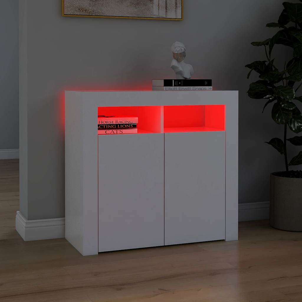 Vidaxl dressoir met led-verlichting 80x35x75 cm wit