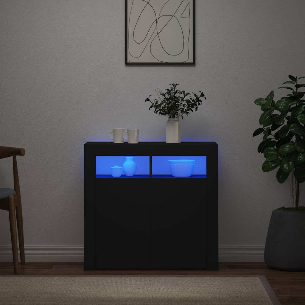 Vidaxl dressoir met led-verlichting 80x35x75 cm zwart