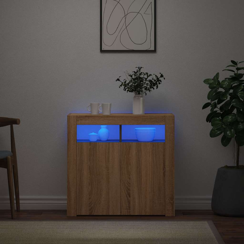 Vidaxl dressoir met led-verlichting 80x35x75 cm sonoma eikenkleurig