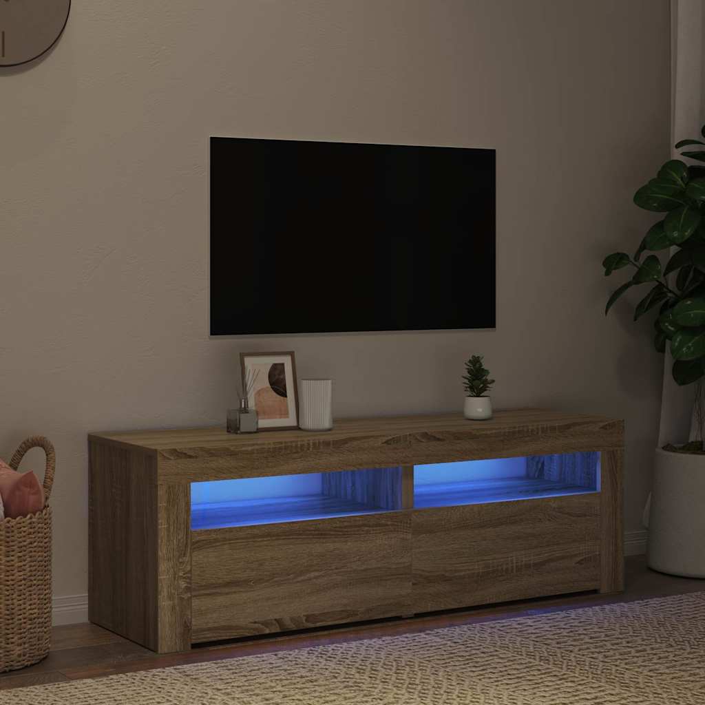 Vidaxl tv-meubel met led-verlichting 120x35x40cm sonoma eikenkleurig