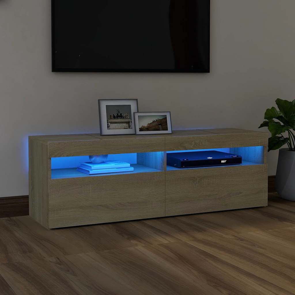 Vidaxl tv-meubel met led-verlichting 120x35x40 cm sonoma eikenkleurig