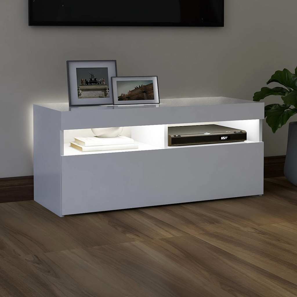 Vidaxl tv-meubel met led-verlichting 90x35x40 cm wit
