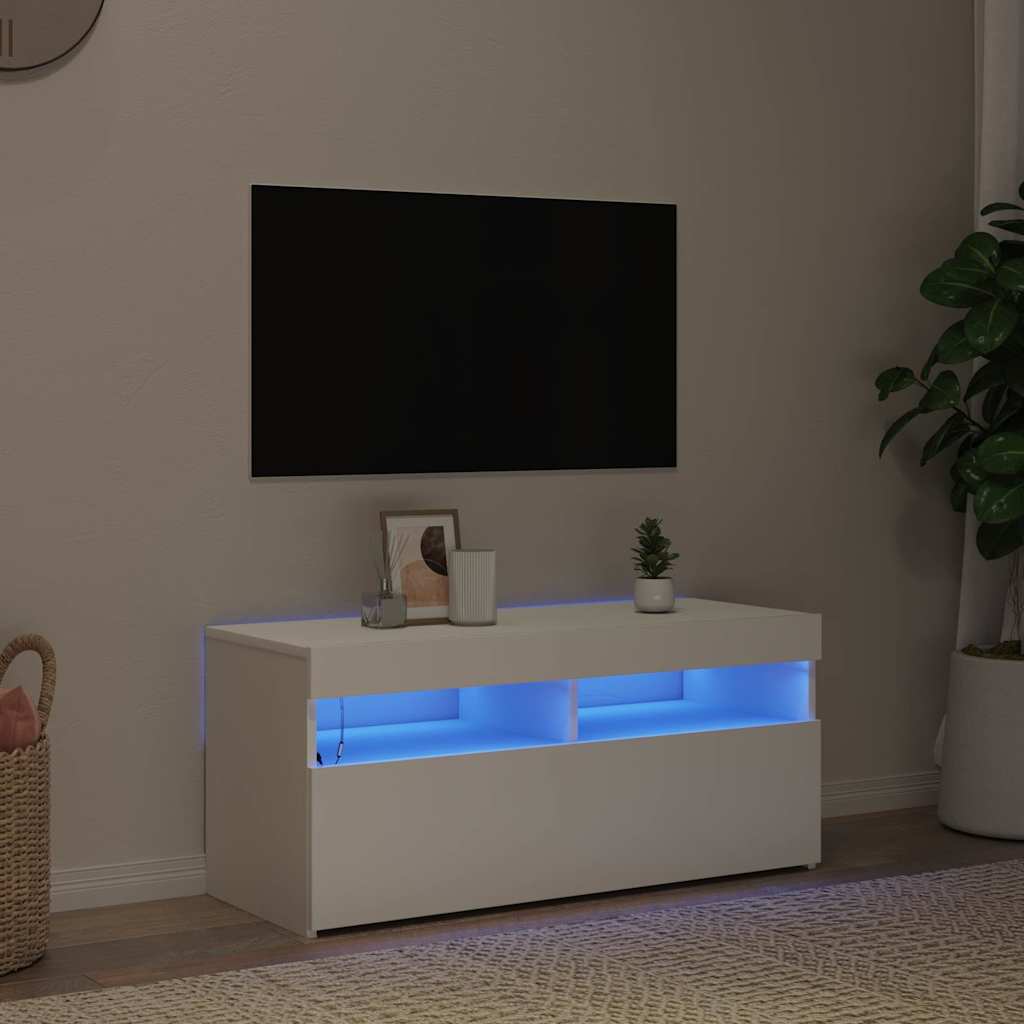 Vidaxl tv-meubel met led-verlichting 90x35x40 cm wit
